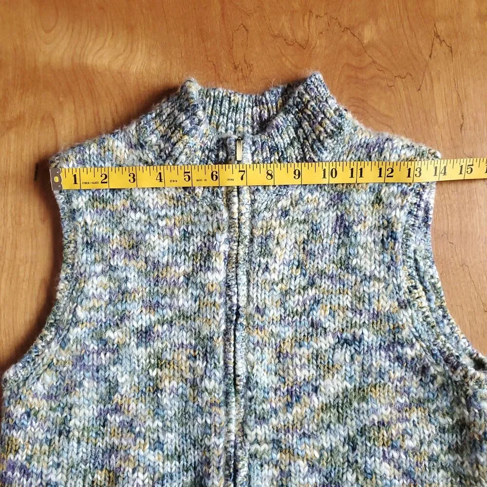 Vintage Talbots Sweater Vest Women S Wool Blend Knit Multicolor Full Zip 90s - Picture 10 of 10